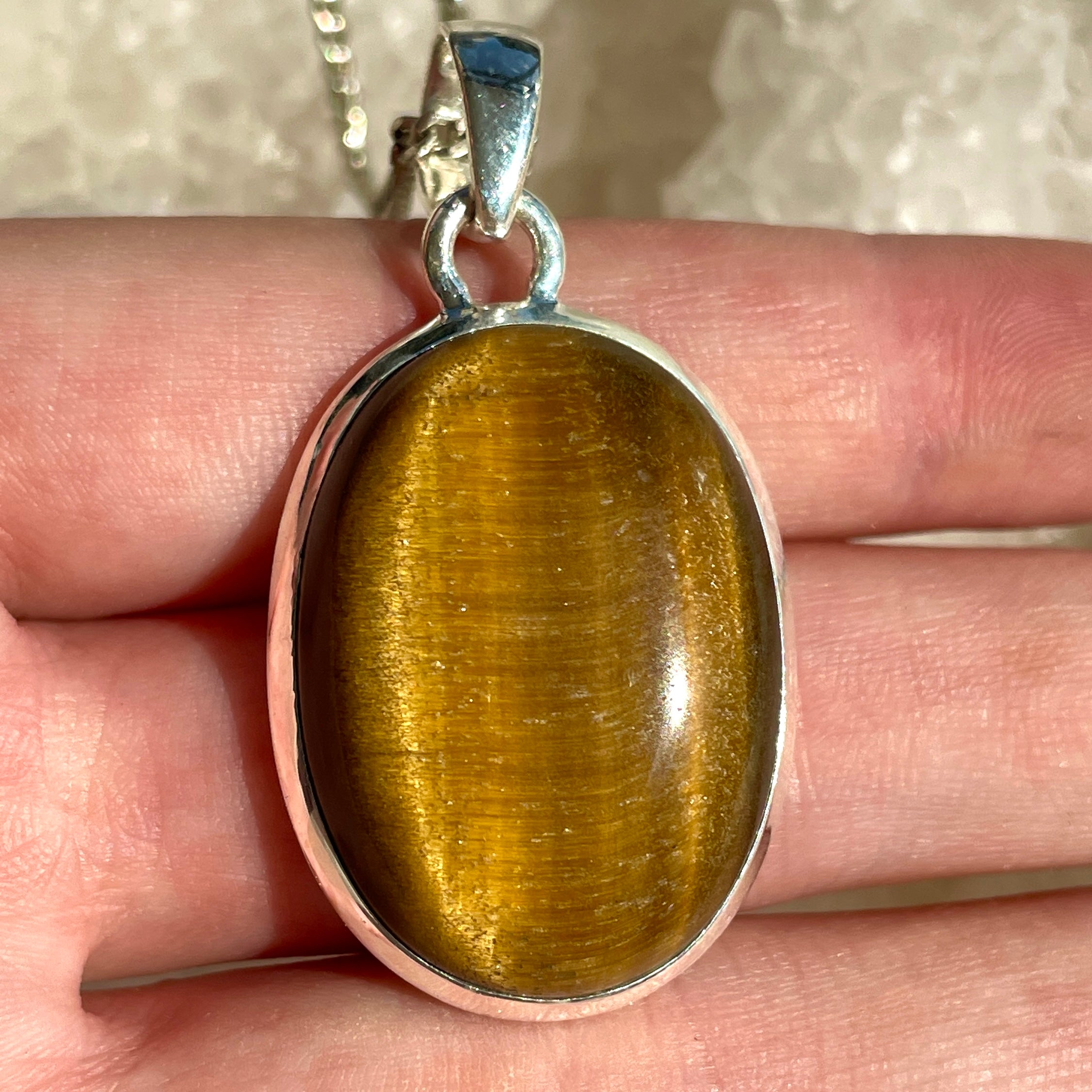 Tiger's Eye Silver Pendant Large - SP106 Tiger's Eye Silver Pendant Large - SP106